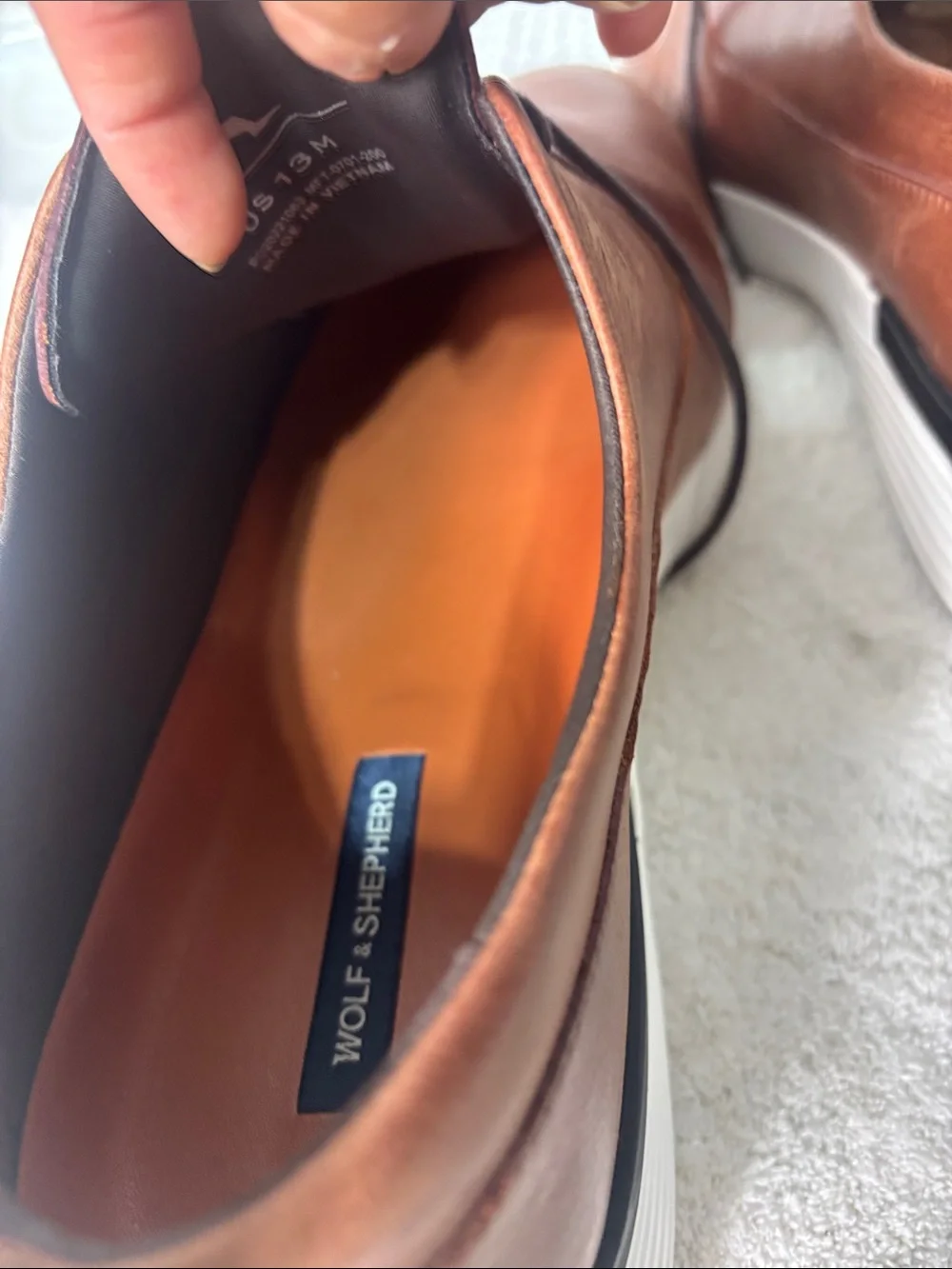 Men's Brown Leather Derby Oxfords with White Sole